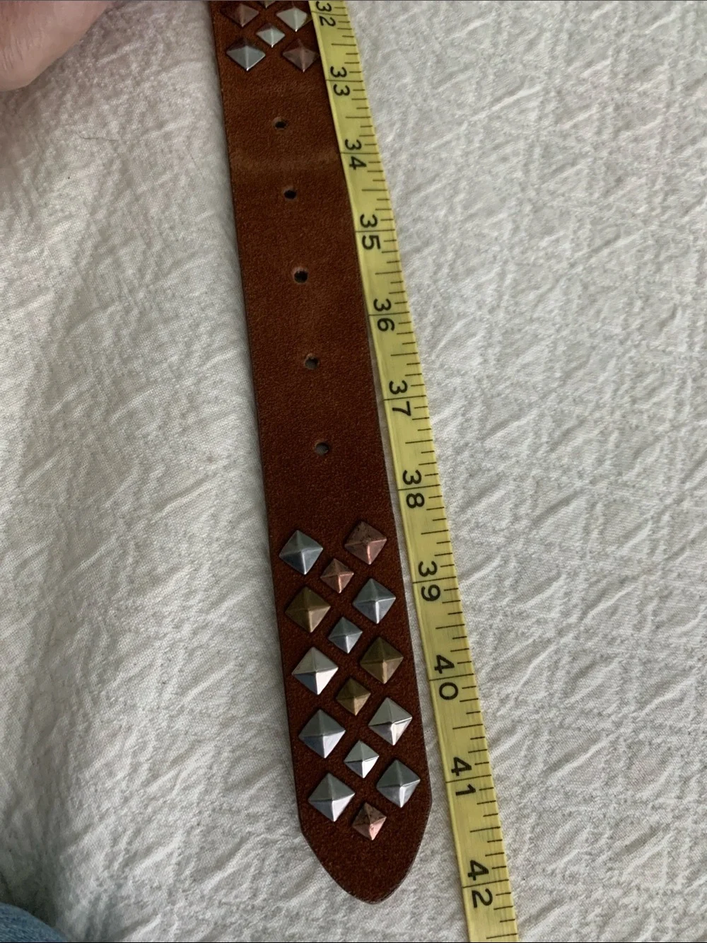 Beautiful embellished leather belt 42 inches long